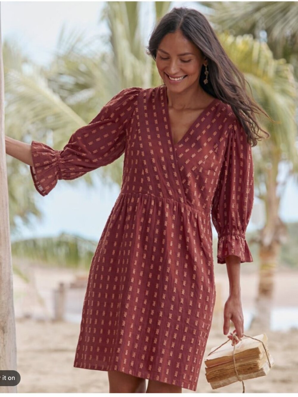 Garnet Hill Organic Cotton clip dot blouson sleeve, whimsical, feminine dress s8
